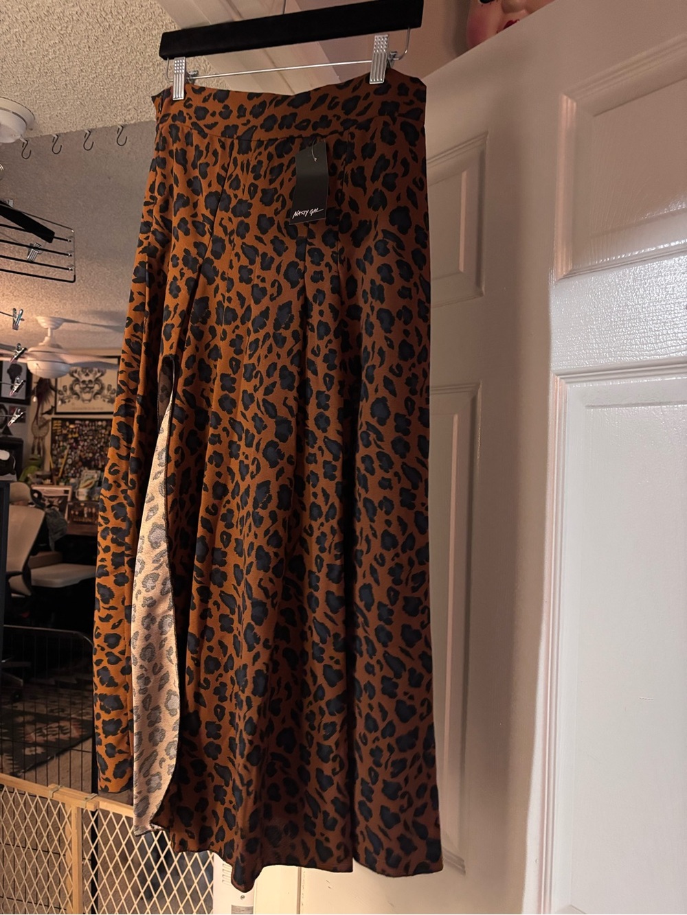 Nasty Gal Brown and Black Leopard Maxi Skirt